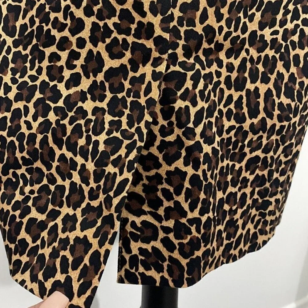 J. CREW Sheath Dress in Leopard Bi-Stretch Cotton- Size‎ 0- Color Leopard Print